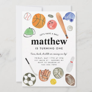 Invitación Toda la estrella Deportes Bolas Niño Cumpleaños