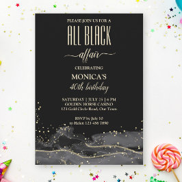 Invitación Toda la fiesta de cumpleaños de black romance eleg