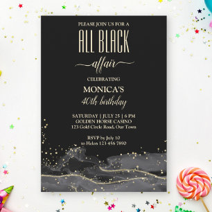 Invitación Toda la fiesta de cumpleaños de black romance eleg