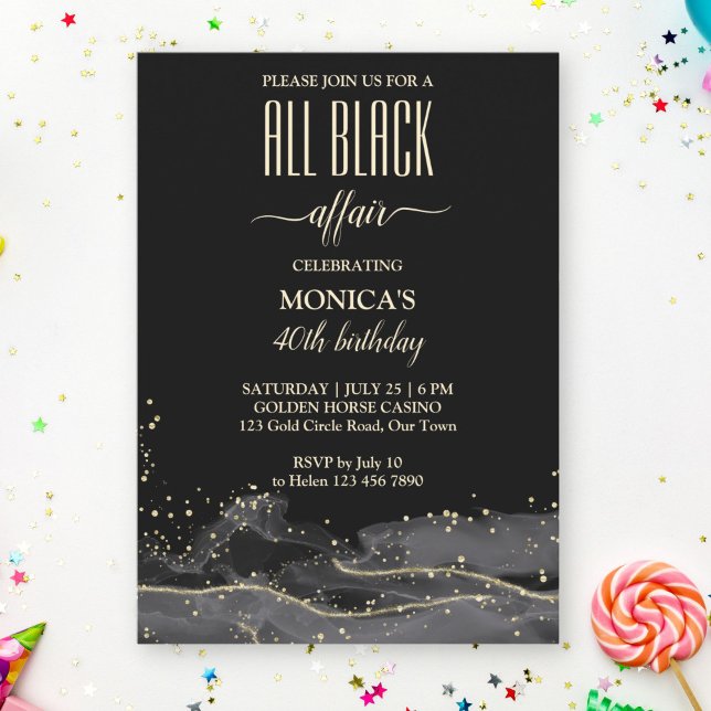Invitación Toda la fiesta de cumpleaños de black romance eleg (Subido por el creador)