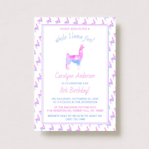Invitación ¡Toda la Llama Diversión! Fiesta de cumpleaños