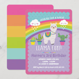 Invitación Toda la Llama Divertida Fiesta de Cumpleaños Invit
