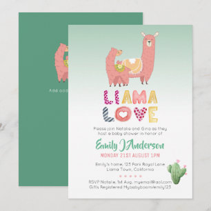 Invitación Toda la Llama Fun Mama Love Fiesta Cacti