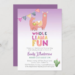 Invitación Toda la Llama Fun Mama Love Fiesta Cacti