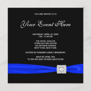 Invitación Toda ocasión negro y azul real