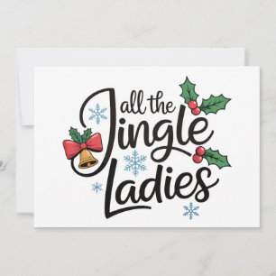 Invitación Todas Las Damas de Jingle Holly Bells Navidad Xmas