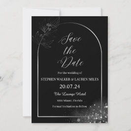 Invitación Todas las Florales Negras Salven Al Boda De Fecha
