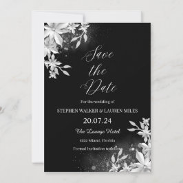 Invitación Todas las Florales Negras Salven Al Boda De Fecha