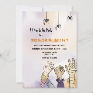 Invitación Todas las manos en la fiesta de Halloween de Deck