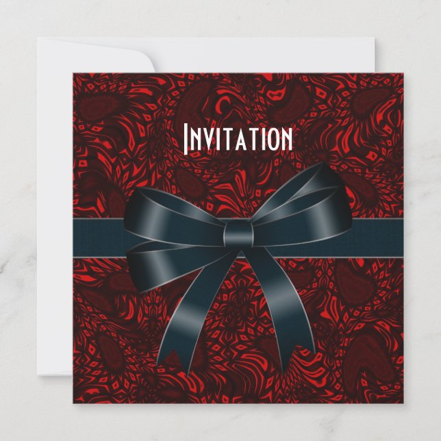 Invitación Todas Las Ocasiones Color Negro Rojo (Anverso)