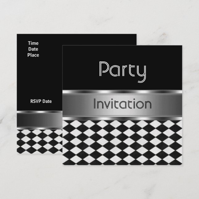 Invitación Todas las Ocasiones Diamante Blanco Neg (Anverso / Reverso)