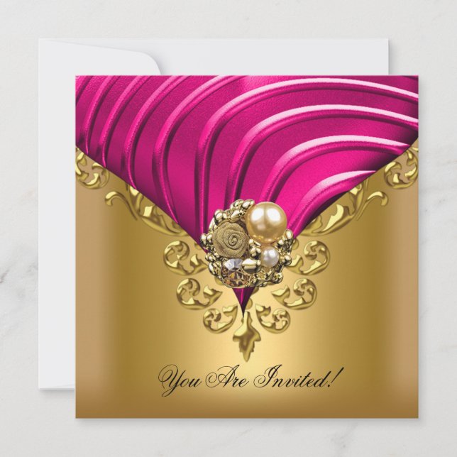Invitación Todas las ocasiones elegante oro rosado (Anverso)