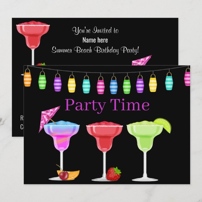 INVITACIÓN TODAS LAS OCASIONES FIESTA DE CÓCTELES DE PLAYA TO (Anverso / Reverso)