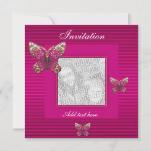 Invitación Todas las Ocasiones Mariposa Rosa Agreg