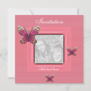 Invitación Todas Las Ocasiones Mariposa Rosa Añadi