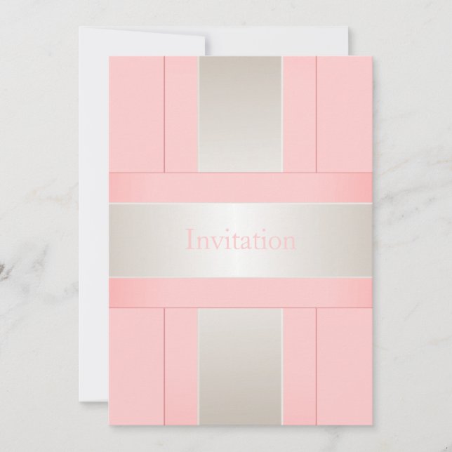 Invitación Todas las ocasiones Pastel Plata Rosa Blanco (Anverso)