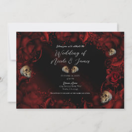 Invitación Todas las Rosas Rojas y Calaveras Bodas Florales O