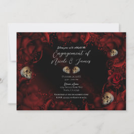 Invitación Todas las Rosas Rojas y Calaveras Floral Oscuro Co