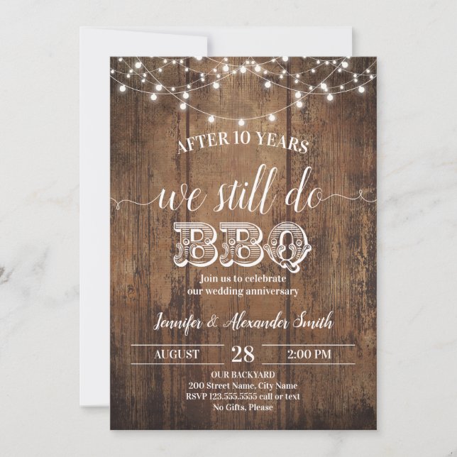 Invitación Todavía hacemos el aniversario de la barbacoa Boda (Anverso)