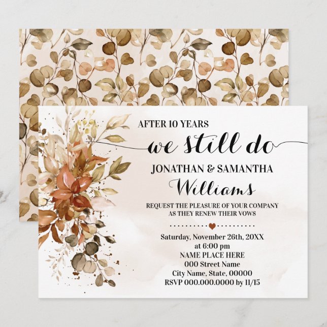 Invitación Todavía hacemos el aniversario del Boda de otoño d (Anverso / Reverso)