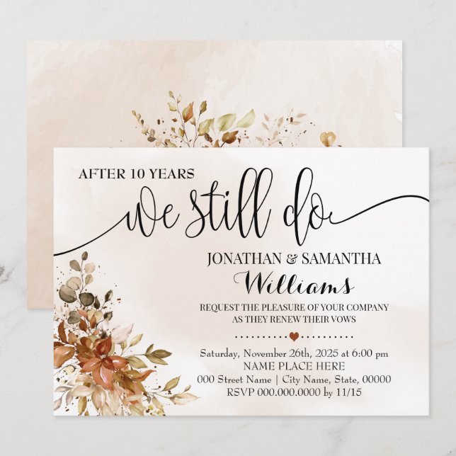 Invitación Todavía hacemos el aniversario del Boda de otoño d (Anverso / Reverso)