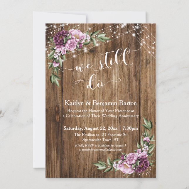 Invitación Todavía lo hacemos, Aniversario Floral Rosa de Mad (Anverso)