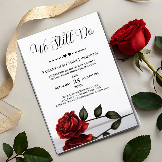 Invitación ¡Todavía Lo Hacemos! Un Rosa romántico Boda de ren (Subido por el creador)