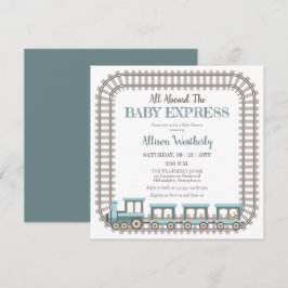 Invitación Todo a bordo del Baby Express Train Boy Baby Showe