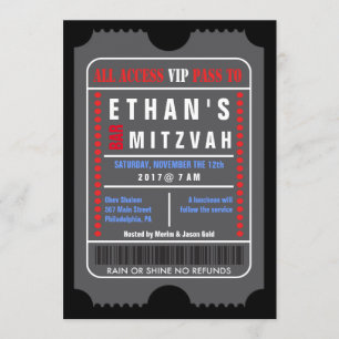 Invitación TODO ACCESO VIP PASS Bar Mitzvah Invitation