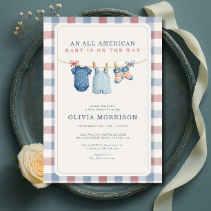 Invitación Todo Americana Ropa Tendal Americana Shower de Beb