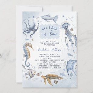Invitación Todo El Mar I Es Amo Elegante Ocean Bridal Shower