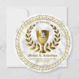 Invitación Todo el monograma de la guirnalda del laurel de la