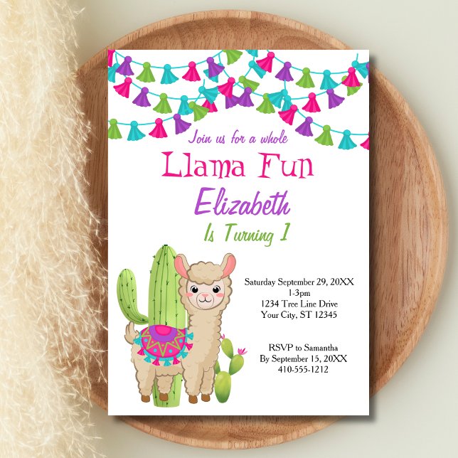 Invitación Todo el mundo llama un divertido morado rosado cac (Llama Fun Baby Shower invitation. Printed or Digital Download.)