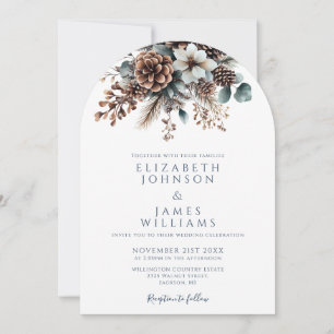 Invitación Todo En Un Arco Boda De Código De Pinecona Floral
