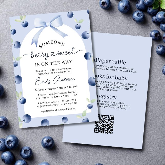 Invitación Todo en un Baby Shower de Blue Berry Sweet Bow (Subido por el creador)