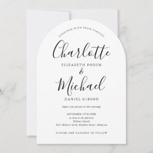 Invitación Todo En Un Boda De Arco De Guión Blanco Y Negro