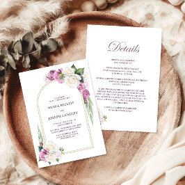 Invitación Todo En Un Boda De Arco Floral Blanco Rosa