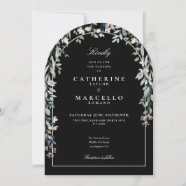 Invitación Todo En Un Boda De Arco Floral Blanco Y Negro