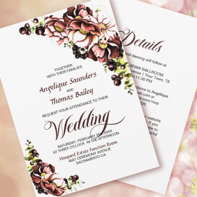 Invitación Todo En Un Boda De Floral De Caída Rústica (Subido por el creador)