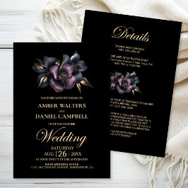 Invitación Todo en un Boda de flores rosadas y grises