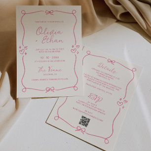 Invitación Todo En Un Boda De Mano Rosa Polvorienta