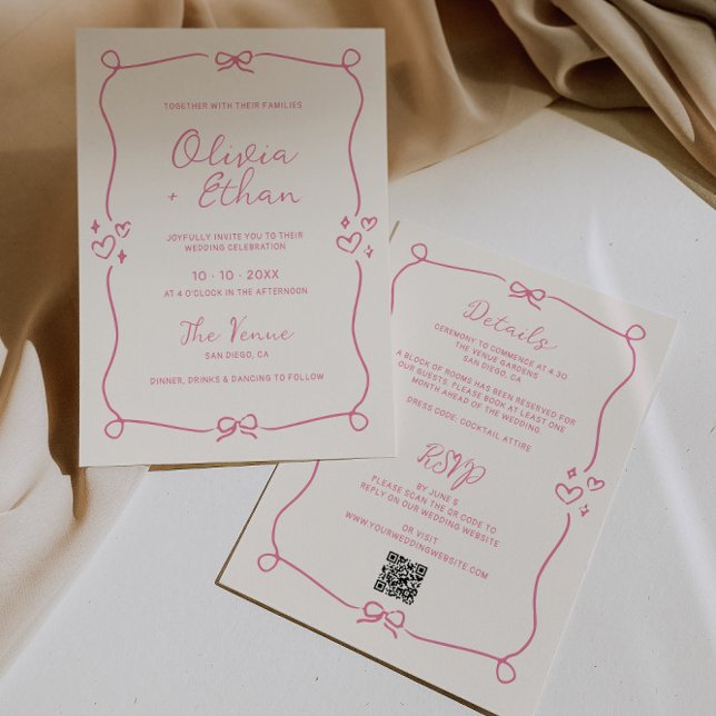 Invitación Todo En Un Boda De Mano Rosa Polvorienta (Subido por el creador)