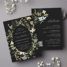 Invitación Todo En Un Boda De Marco Oval De Flor Silvestre Ne