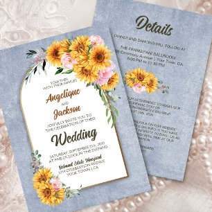 Invitación Todo En Un Boda Del Arco Gris Rosa De Giro