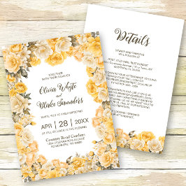 Invitación Todo En Un Boda Floral Amarillo