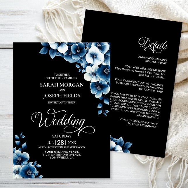 Invitación Todo en un Boda floral azul (Subido por el creador)