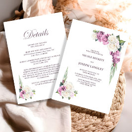 Invitación Todo En Un Boda Floral Blanca Rosa