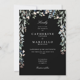 Invitación Todo En Un Boda Floral Blanco Y Negro