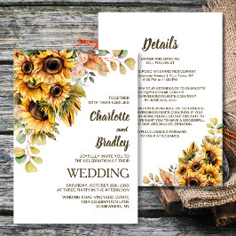 Invitación Todo En Un Boda Floral De Girasol