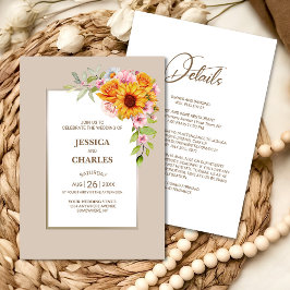 Invitación Todo en un Boda floral de girasol